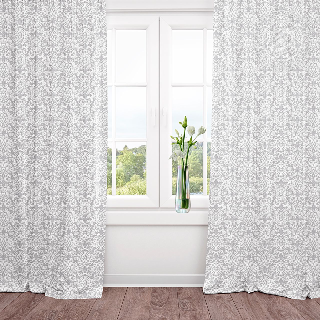 Шторы для гостиной с подхватом Кружево