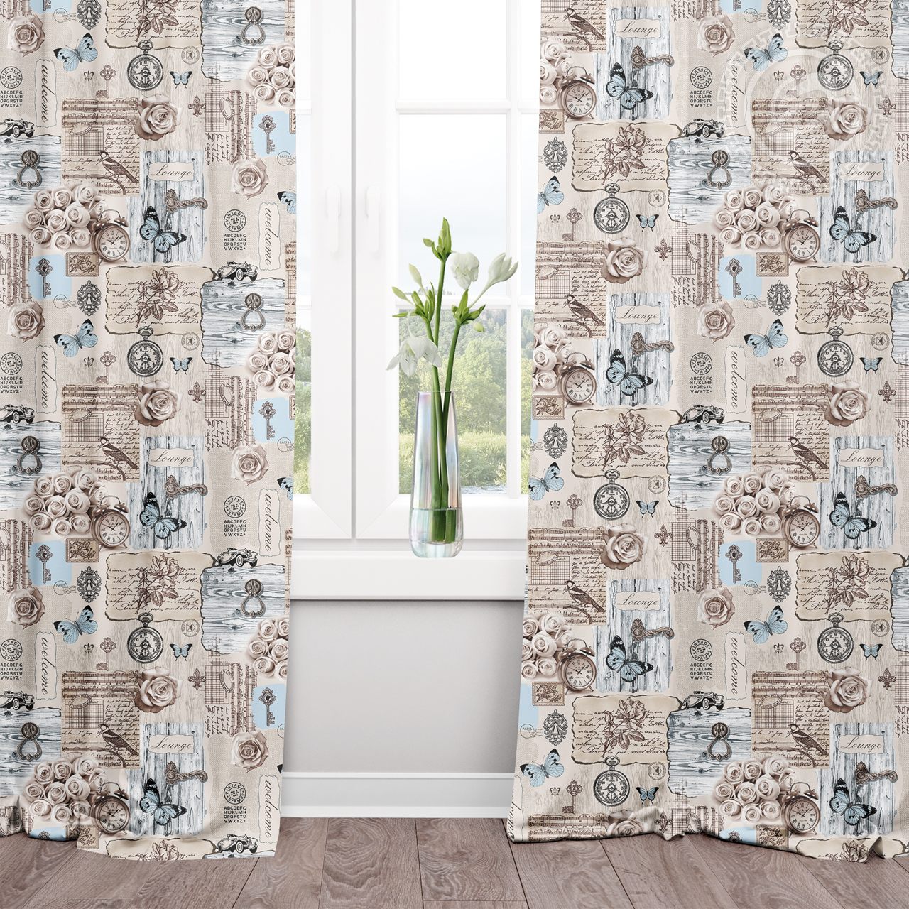 Шторы для гостиной с подхватом Либретто