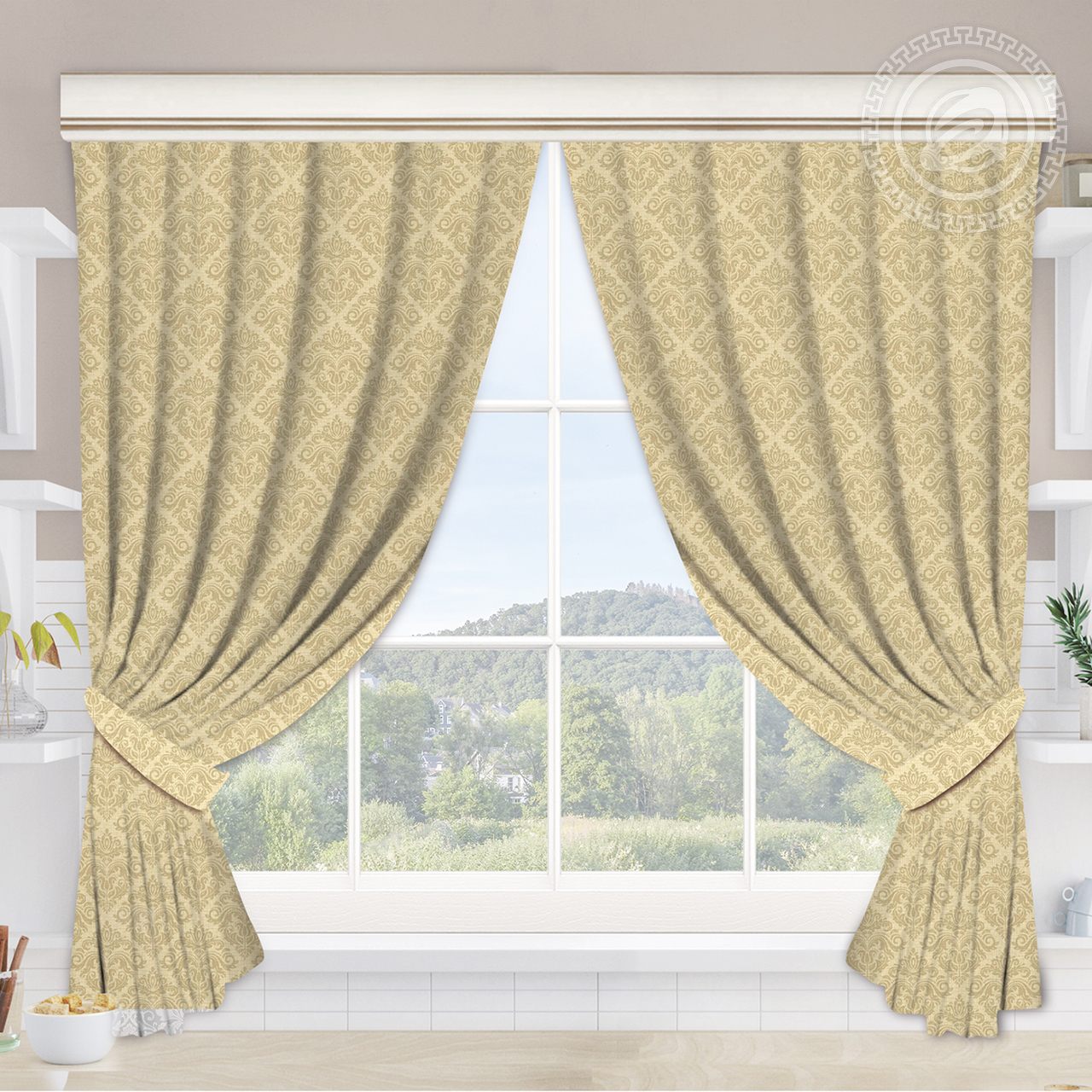 Шторы для кухни с подхватом Жаннет