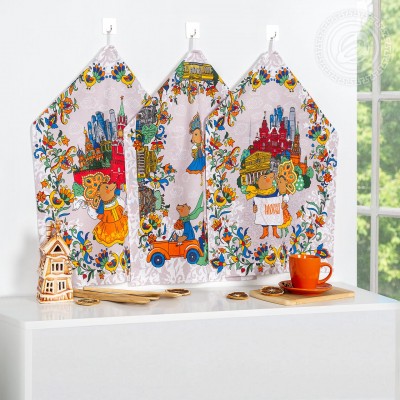 Набор полотенец из рогожки &quot;Московские мишки&quot;