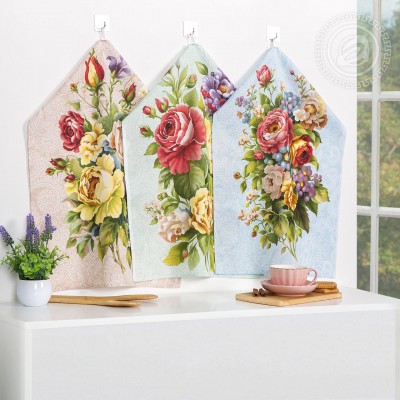 Набор полотенец из рогожки &quot;Пионы&quot;