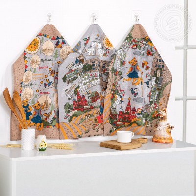 Набор полотенец из рогожки &quot;По золотому кольцу&quot;