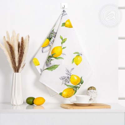Полотенце кухонное из рогожки &quot;Лимоны&quot;