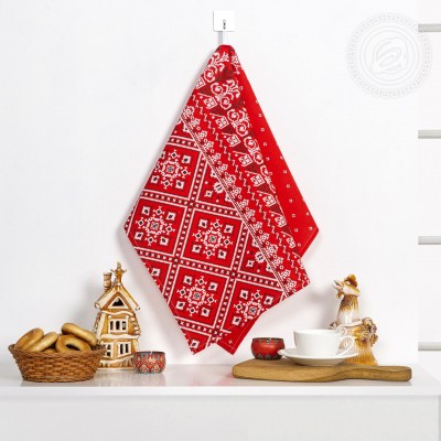 Полотенце кухонное из рогожки "Народные узоры"