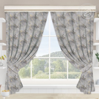 Шторы для кухни с подхватом Кракелюр