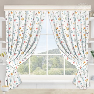 Шторы для кухни с подхватом Лютик