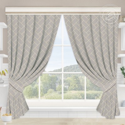 Шторы для кухни с подхватом Плаза